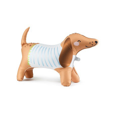 Partydeco Folienballon stehender Dackel Braun/Blau, 89 x 58 cm