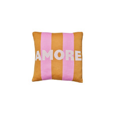 Chic Mic Gestricktes Baumwollkissen Amore 50 x 50 cm, Orange/Rosa