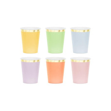Partydeco Einwegbecher mit Goldrand farbig, 220 ml, 6 Stück Partydeco Einwegbecher mit Goldrand farbig, 220 ml, 6 Stück