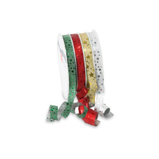 Pattberg Geschenkband Glitter Star 10 mm x 16 m, Mehrfarbig