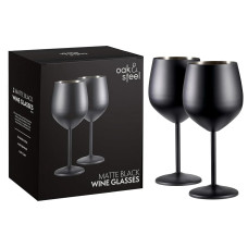Oak & Steel Weingläser-Set 500 ml, 2 Stück, Schwarz matt