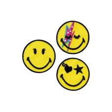 Mono-Quick Aufbügelbild Smiley 3.5 x 3.5 cm, Gelb, 3 Stück