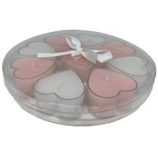 Dameco Teelichter in Herzform 9-er Set, Weiss/Rosa Dameco Teelichter in Herzform 9-er Set, Weiss/Rosa
