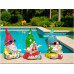Dameco Gartenzwerg sitzend in Yoga Pose 3-er Set, 12 x 14 x 17 cm