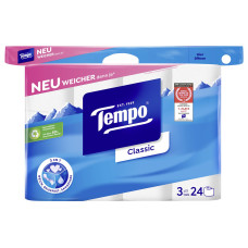 Tempo Toilettenpapier Classic  Rollen, 3-lagig, Weiss