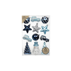 INGES CHRISTMAS DECOR Weihnachtskugel Formensortiment 12 Stück, Blau/Silber/Weiss INGES CHRISTMAS DECOR Weihnachtskugel Formensortiment 12 Stück, Blau/Silber/Weiss