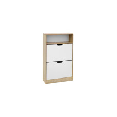 VASAGLE Schuhschrank mit Klappen 60 x 102 cm, Nature/Weiss