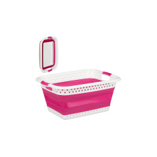 relaxdays Wäschekorb 37 l, Pink/Weiss relaxdays Wäschekorb 37 l, Pink/Weiss