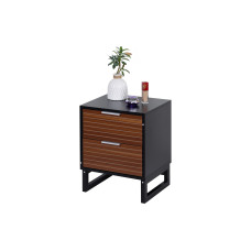 relaxdays Nachttisch mit 2 Schubladen 40 x 50 cm, Schwarz/Braun/Silber relaxdays Nachttisch mit 2 Schubladen 40 x 50 cm, Schwarz/Braun/Silber