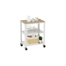 relaxdays Küchenwagen 77.5 x 60 cm Natur-Weiss relaxdays Küchenwagen 77.5 x 60 cm Natur-Weiss