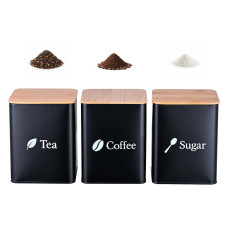 relaxdays Vorratsdosen Set Kaffee/Tee/Zucker Schwarz je 1.5 L relaxdays Vorratsdosen Set Kaffee/Tee/Zucker Schwarz je 1.5 L