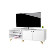 relaxdays TV-Möbel Vintage Style 140 cm, Weiss 60 Zoll