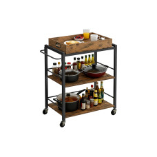 relaxdays Servierwagen im Industrial-Style 70 x 88 cm, Schwarz/Braun relaxdays Servierwagen im Industrial-Style 70 x 88 cm, Schwarz/Braun