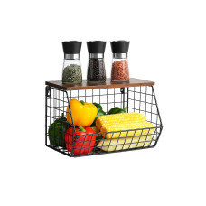 relaxdays Organizer Obstkorb Wandregal 21 x 30 cm Braun/Schwarz relaxdays Organizer Obstkorb Wandregal 21 x 30 cm Braun/Schwarz