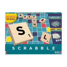Mattel Spiele Scrabble Original Holz 2 in 1 , 2-4 Spieler – FR -