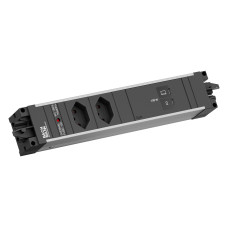 Bachmann Einbausteckerleiste STEP ALU 2xT13 90° 1xUSB C/C 100W