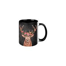 creanorm Tasse Blumenhirsch 330 ml, 1 Stück, Schwarz
