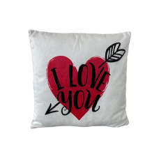 Dameco Kissen mit Schriftzug «I Love You» Weiss/Rot, 30 x 30 cm Dameco Kissen mit Schriftzug «I Love You» Weiss/Rot, 30 x 30 cm