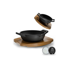 Gusskoenig Eingebrannte runde Mini-Pfanne 2-set mit Holzsockel