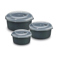 GOURMETmaxx Mikrowellendose 3 Stück 650/1000/1800ml Grau GOURMETmaxx Mikrowellendose 3 Stück 650/1000/1800ml Grau