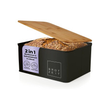 Lumaland Brotkasten Cuisine 30 x 23 x 14 cm, Schwarz