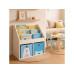 relaxdays Bücherregal für Kinder 79 x 72 x 30.5 cm Weiss/Blau