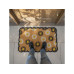 relaxdays Fussmatte Blumen 60 x 40 cm Blau/Natur