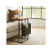 relaxdays Beistelltisch in C-Form Mango 63 x 30 Braun/Schwarz