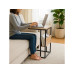 relaxdays Beistelltisch in C-Form 60 x 55 Hellbraun/Schwarz
