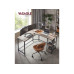 VASAGLE Tisch Eckschreibtisch Greige 138 cm Grau/Schwayrz 138 cm