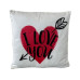 Dameco Kissen mit Schriftzug «I Love You» Weiss/Rot, 30 x 30 cm