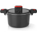 Lumaland Kochtopf GOURMETmaxx, Aluminiumguss, Schwarz / Rot, 5.8 l
