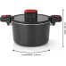 Lumaland Kochtopf GOURMETmaxx, Aluminiumguss, Schwarz / Rot, 5.8 l