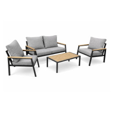 COCON Loungeset Caviano, Schwarz/Beige/Grau, 4 Sitzplätze COCON Loungeset Caviano, Schwarz/Beige/Grau, 4 Sitzplätze