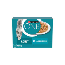 Purina ONE Adult in Sauce, Hochseefisch und grünen Bohnen 8 x 85 g Purina ONE Adult in Sauce, Hochseefisch und grünen Bohnen 8 x 85 g