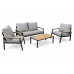 COCON Loungeset Caviano, Schwarz/Beige/Grau,  4 Sitzplätze