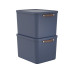 Rotho Aufbewahrungsbox MALOJA 55 l, Blau, 2 Stück