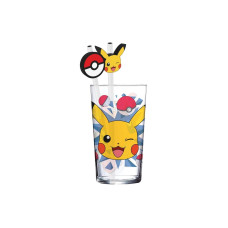 Stor Pokémon Glass Tumbler with Straws Pikachu 485 ml Stor Pokémon Glass Tumbler with Straws Pikachu 485 ml