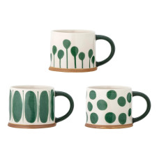Bloomingville Universaltasse Linora 450 ml, 1 Stück, Grün/Weiss