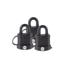 Yale Vorhängeschloss Y220B 51/18 Wetterfest 3er-Set Schwarz