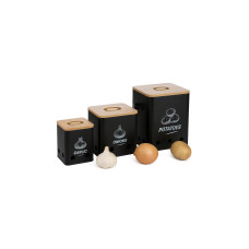 relaxdays Kartoffelbehälter 3er Set, Schwarz relaxdays Kartoffelbehälter 3er Set, Schwarz