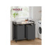 VASAGLE Wäschekorb mit 2 Ablagen 92 l, Grey