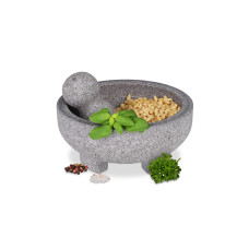 relaxdays Mörser mit Stössel 20 cm, Granit relaxdays Mörser mit Stössel 20 cm, Granit