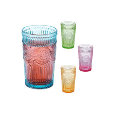 relaxdays Trinkglas Vintage 360 ml, Bunt, 4 Stück