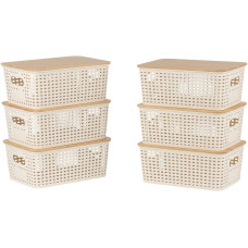 relaxdays Aufbewahrungsbox 6er Set, Weiss relaxdays Aufbewahrungsbox 6er Set, Weiss