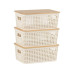 relaxdays Aufbewahrungsbox 3er Set, Weiss relaxdays Aufbewahrungsbox 3er Set, Weiss