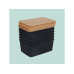 relaxdays Aufbewahrungsbox 6er Set, Schwarz