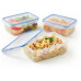 GOURMETmaxx Vorratsdose Click-it 1.0 l, Transparent / Blau, 3 er-Set