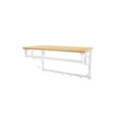 VASAGLE Wandregal mit Haken und Stange, Holz/Metall