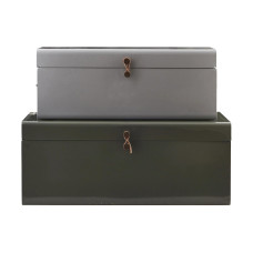 House Doctor Aufbewahrungsbox Metall / Leder, Grau / Grün House Doctor Aufbewahrungsbox Metall / Leder, Grau / Grün